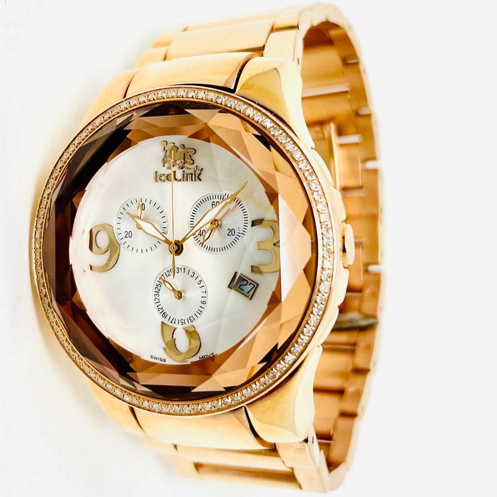 IceLink Rosegold Tone Midnight Sun .90 Carat Diamond Men's Watch